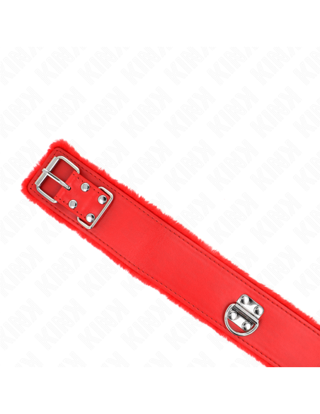 KINK - NECKLACE WITH LEASH 116 CM WITH SILVER STUDS MODEL 4 RED ADJUSTABLE 40-48 CM X 6 CM