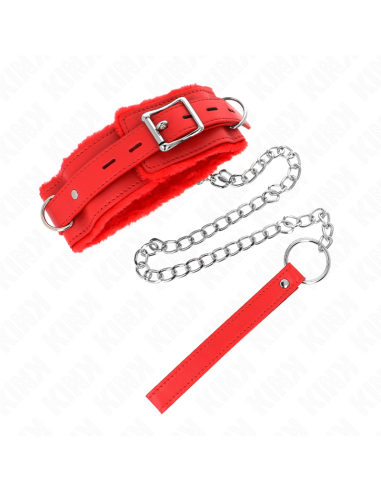 KINK - COLLAR WITH LEASH 65 CM WITH RESTRICTIONS RED 36-42 CM X 5.5 CM