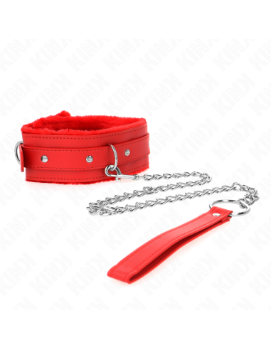 KINK - COLLAR WITH LEASH 65 CM WITH RESTRICTIONS RED 36-42 CM X 5.5 CM