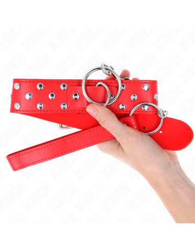 KINK - ŽIEDO PAKEPURĖ SU KNIEDĖMIS IR DIRŽELIU 65 CM RAUDONAS REGULIUOJAMAS 36-50 CM X 3,8 CM