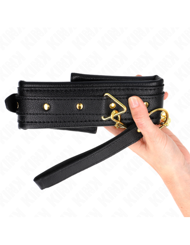 KINK - KAKLO PAPUOŠALAS SU KEMPINĖS DIRBTINĖS ODOS DIRŽELIU, MODELIS 1, REGULIUOJAMAS 37–54 CM X 3 CM