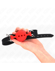 KINK - FULL SILICONE GAG 55 x 2 CM WITH 4.5 CM BALL SIZE M RED ADJUSTABLE 35-51 CM 2
