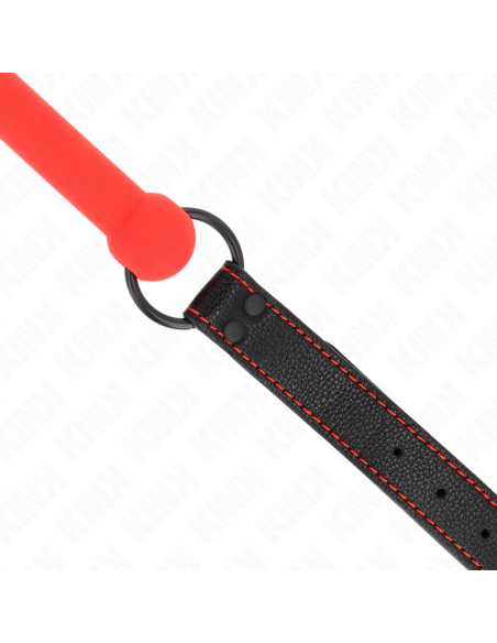 KINK - BONE GAG WITH LEATHERETTE STRAP RED ADJUSTABLE 41-57 CM