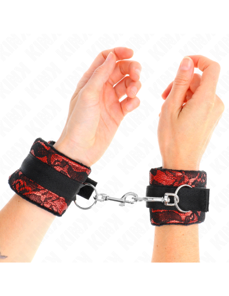 KINK - TRUMPI AKSOMINIAI NĖRINIŲ RIŠO ĮRAŠAI IR NAILONINIS APVAISTAS, RAUDONAS - JUODAS, 23 X 6,5 CM