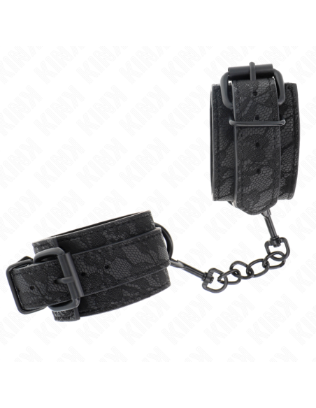 KINK - DARK LACE COVERED WRIST CUFFS ADJUSTABLE BLACK 19-26 CM