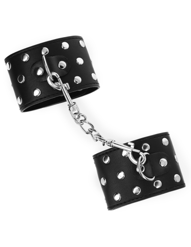 KINK - WRIST RESTRAINTS WITH SNAP FASTEN FULL OF RIVETS BLACK ADJUSTABLE 19-24 CM X 5.5 CM