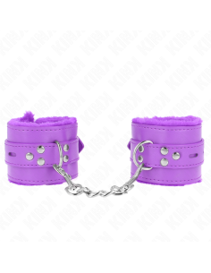 KINK - FUR LINED WRIST RESTRAINTS WITH SQUARE HOLES PURPLE AND PURPLE BELT ADJUSTABLE 17-29 CM X 6 CM 2