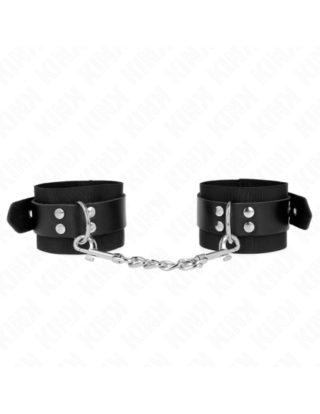 KINK - JUODOS NAILONINIS RIŠO ĮRAŠAS SU JUODU ODININIS DIRŽU, REGULIUOJAMAS 19-29 CM X 5,1 CM