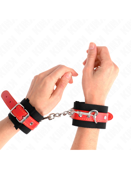 KINK - RIŠO ĮRAŠAI IŠ NAILONO, JUODI SU ODOS APDAILA, RAUDONI, REGULIUOJAMI 19–24 CM X 5,5 CM