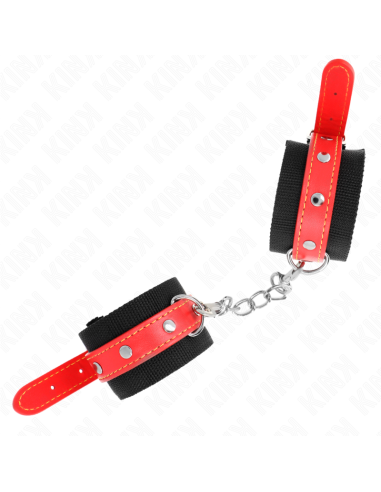 KINK - RIŠO ĮRAŠAI IŠ NAILONO, JUODI SU ODOS APDAILA, RAUDONI, REGULIUOJAMI 19–24 CM X 5,5 CM