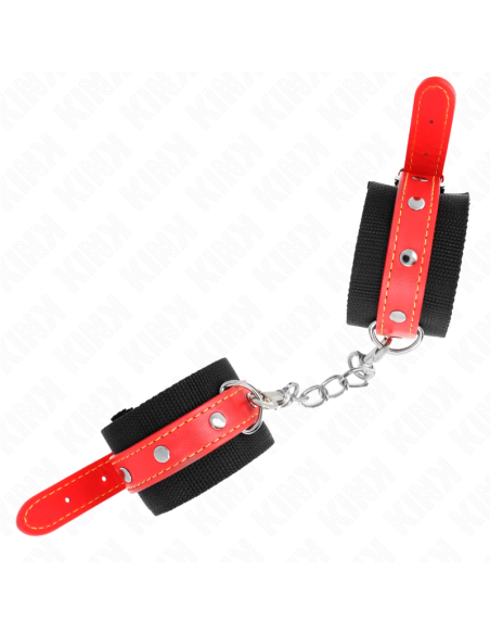 KINK - RIŠO ĮRAŠAI IŠ NAILONO, JUODI SU ODOS APDAILA, RAUDONI, REGULIUOJAMI 19–24 CM X 5,5 CM