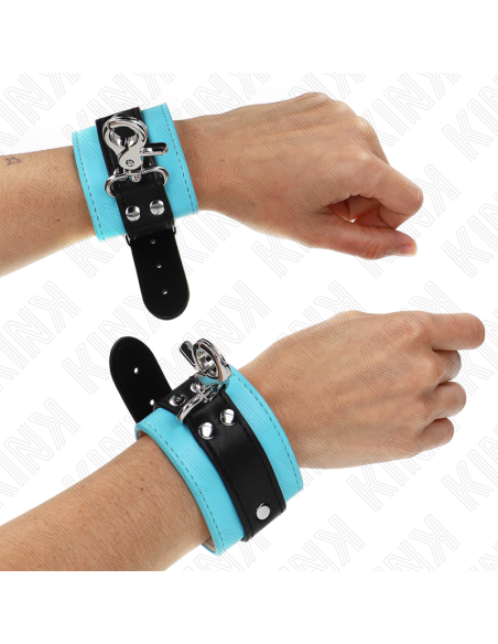 KINK - PREMIUM UŽRAKINAMI RIŠO APSAUGOS ĮTVARAI JUODI - MĖLYNI REGULIUOJAMI 21-28 CM X 5,5 CM