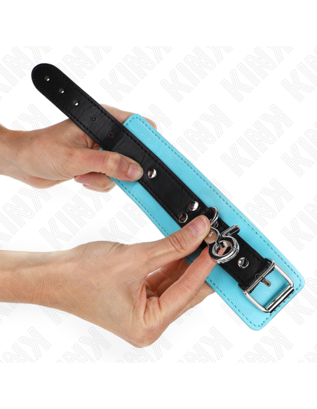 KINK - PREMIUM UŽRAKINAMI RIŠO APSAUGOS ĮTVARAI JUODI - MĖLYNI REGULIUOJAMI 21-28 CM X 5,5 CM