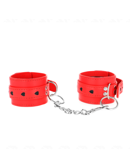 KINK - RAUDONAS RIŠO ĮRAŠAS SU JUODOS ŠIRDELĖS ĮDEGIU, REGULIUOJAMAS 21–28 CM X 5,5 CM