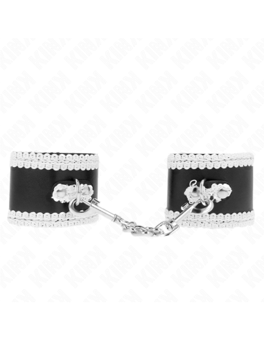 KINK - JUODOS RIŠO ĮRAŠOS SU BALTAIS DEKORATYVINIAIS NĖRINĖLIAIS, REGULIUOJAMOS 20-23 CM X 5,5 CM