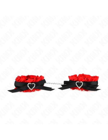 KINK - NĖRINĖTI ELASTINIAI RIŠO ĮRAŠAI SU RAUDONOMIS ŠIRDELĖMIS, REGULIUOJAMI 22-35 CM