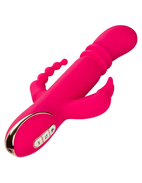 CALEXOTICS - JACK FANTASY TRIGUBAS ŠILDOMAS VIBRATORIUS TRIUŠIO ROŽINIS