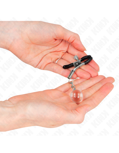 KINK - GLASS BEAD NIPPLE CLAMPS SILVER 6 CM