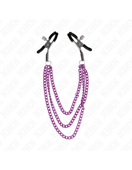 KINK - SPENELIŲ SPAUSTUKAI SU 3 GRANDINĖMIS VIOLETINIAI 20-23-28 CM