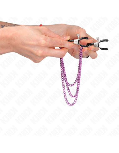 KINK - NIPPLE CLAMPS WITH 3 CHAINS PURPLE 20-23-28 CM