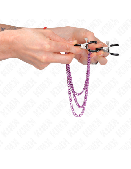 KINK - NIPPLE CLAMPS WITH 3 CHAINS PURPLE 20-23-28 CM