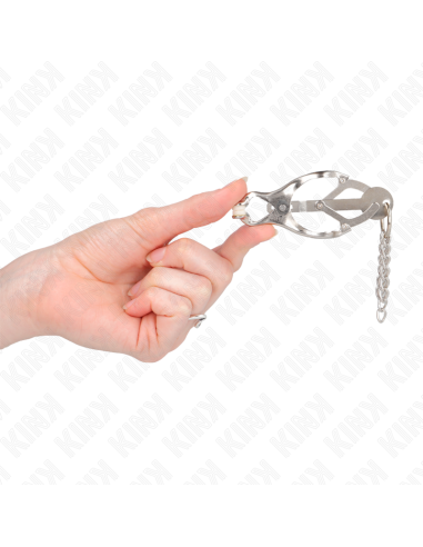 KINK - JAPONIŠKI DOBILŲ FORMOS SPENELIŲ ŽNYPTELĖS SU MAŽOMIS SIDABRINĖMIS GRANDINĖLĖMIS