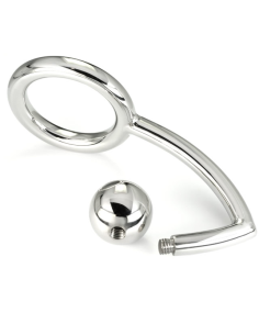 METAL HARD - COCK RING RING WITH ANAL INTRUDER HOOK 45MM 2