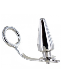 METAL HARD - STEEL RING WITH ANAL PLUG 80 X 55 MM