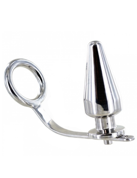METAL HARD - STEEL RING WITH ANAL PLUG 45 X 45MM