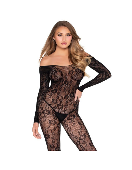 LEG AVENUE - 89366 NĖRINIUOTAS APATINIS TRIKOTAŽAS BODYSTOCKING JUODAS - VIENAS DYDIS