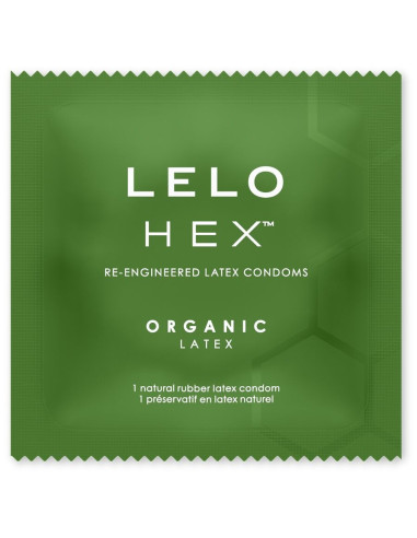 LELO - HEX ORGANIC PREZERVATYVŲ DĖŽUTĖ, 3 VIENETAI