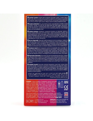 SKINS - ĮVAIRIŲ PREMIUM KLASĖS PREZERVATYVŲ PAKUOTĖ, 16 VNT.