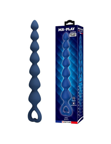 MR PLAY - BLUE SILICONE ANAL BEADS and ANAL PLUG 26.7 CM