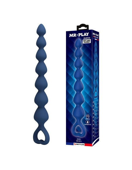 MR PLAY - BLUE SILICONE ANAL BEADS and ANAL PLUG 26.7 CM