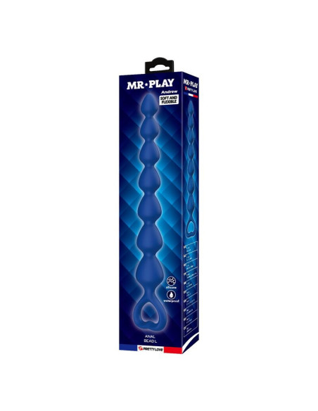MR PLAY - BLUE SILICONE ANAL BEADS and ANAL PLUG 26.7 CM