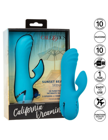CALEXOTICS - „SUNSET BEACH SEDUCER“ VIBRATORIUS IR STIMULIATORIUS, 10 FUNKCIJŲ, MĖLYNAS