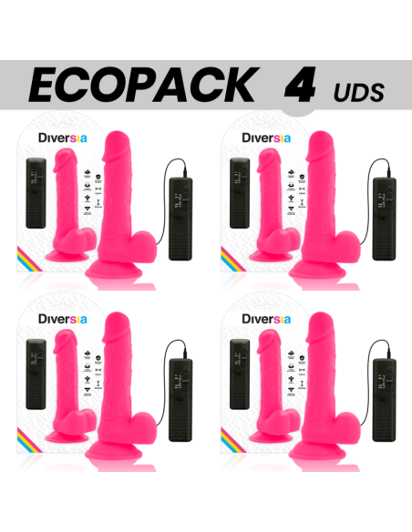 ECOPACK 6 VIENETŲ - DIVERSIA LANKSTUS VIBRUOJAMAS DILDO ROŽINIS 20,5 CM -O- 4,2 CM