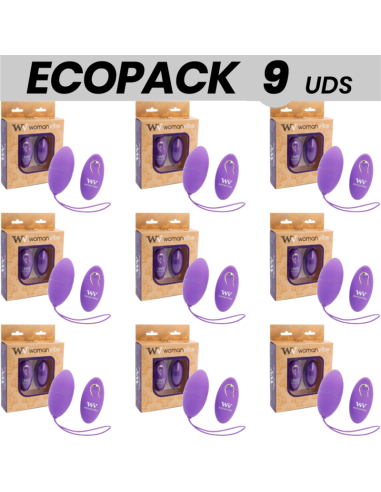 ECOPACK 9 UNITS - WOMANVIBE ALSAN EGG REMOTE CONTROL BLACK SILICONE PURPLE
