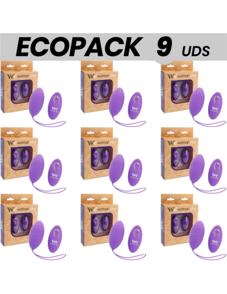 ECOPACK 9 UNITS - WOMANVIBE ALSAN EGG REMOTE CONTROL BLACK SILICONE PURPLE