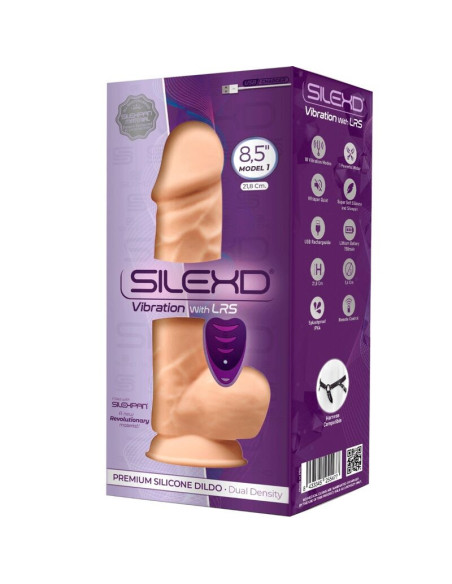SILEXD - MODEL 1 REALISTINIS PENIO VIBRATORIUS SILIKONINIS PREMIUM SILEXPAN NUOTOLINIO VALDYMO PULTELIS 21,8 CM