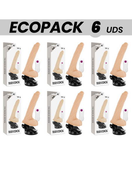 ECOPACK 6 VIENETAI - BASECOCK REALISTINIS VIBRATORIUS SU NUOTOLINIO VALDYMO VALDYMU, ODOS DYDIS 19 CM - O- 4 CM