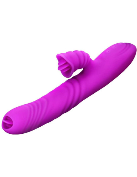 ARMONY - ANGELIA DAUGIAFUNKCINIS VIBRATORIUS DVIGUBAS LIEŽUVIS, VIOLETINIS ŠILDYMO EFEKTAS