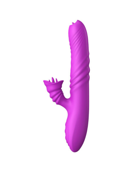 ARMONY - ANGELIA DAUGIAFUNKCINIS VIBRATORIUS DVIGUBAS LIEŽUVIS, VIOLETINIS ŠILDYMO EFEKTAS