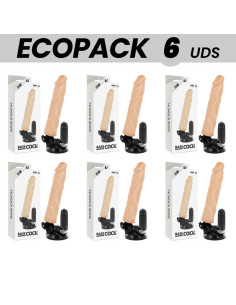 ECOPACK 6 VIENETAI - BASECOCK REALISTINIS VIBRATORIUS SU NUOTOLINIO VALDYMO VALDYMU 21 CM - O- 4 CM