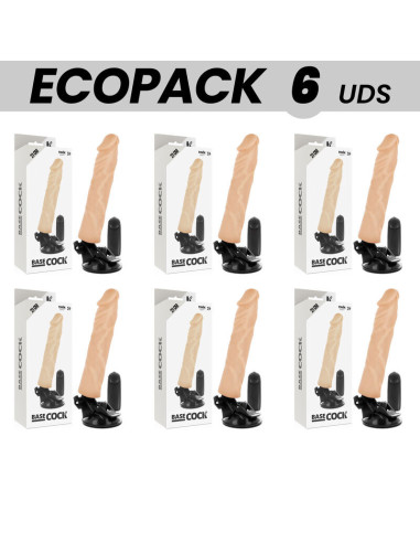 ECOPACK 6 VIENETAI - BASECOCK REALISTINIS VIBRATORIUS SU NUOTOLINIO VALDYMO VALDYMU 21 CM - O- 4 CM