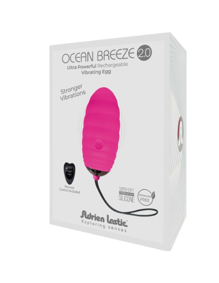 ADRIEN LASTIC - ĮKRAUNAMAS VIBRUOJAMAS KIAUŠINIS „OCEAN BREEZE 2.0“ SU NUOTOLINIO VALDYMO PULTELIU, ROŽINIS