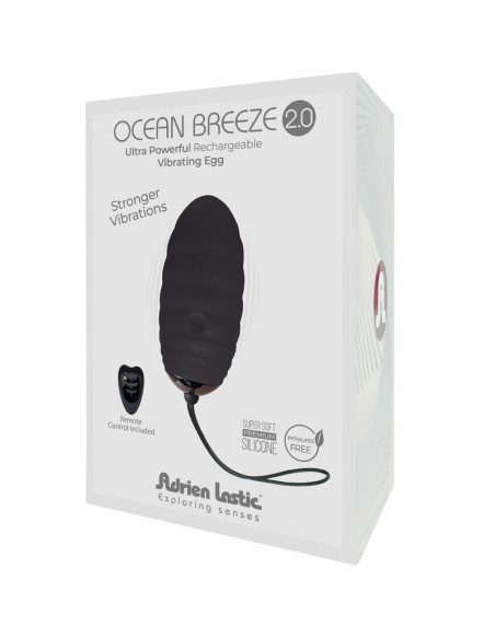 ADRIEN LASTIC - ĮKRAUNAMAS VIBRUOJAMAS KIAUŠINIS „OCEAN BREEZE 2.0“ SU NUOTOLINIO VALDYMO PULTELIU, JUODA