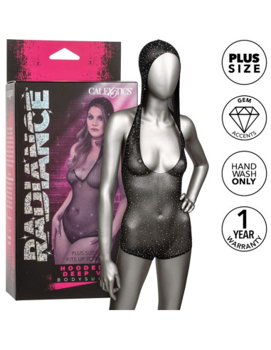 CALEXOTICS - RADIANCE HOODED DEEP V BODYSUIT PLUS SIZE
