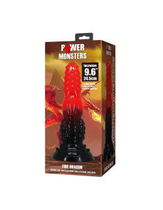 POWER MONSTERS - FIRE DRAGON FANTASY DILDO WITH SUCTION CUP 24.5 CM Ø 5.8 CM RED and BLACK 2