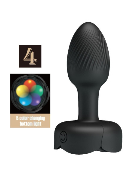 PRETTY LOVE - OLMAN ANAL PLUG WITH LED LIGHT BLACK 8.8 CM